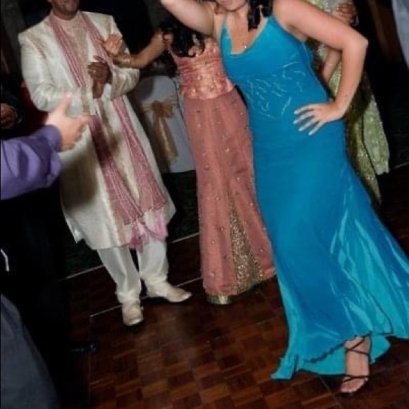 Size small. Marciano beaded blue halter dress - Picture 4 of 4